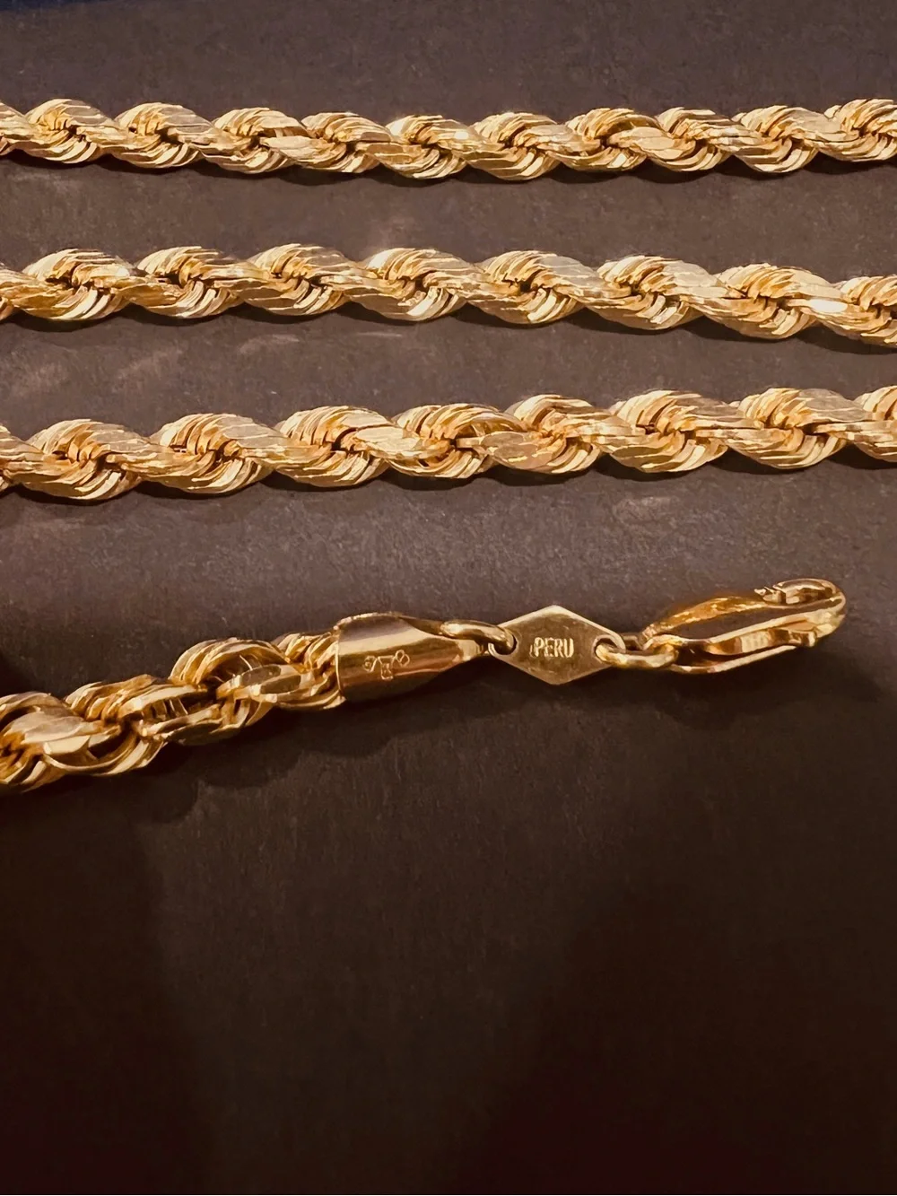 14K Peruvian Gold Rope Necklace - Picture 4 of 4